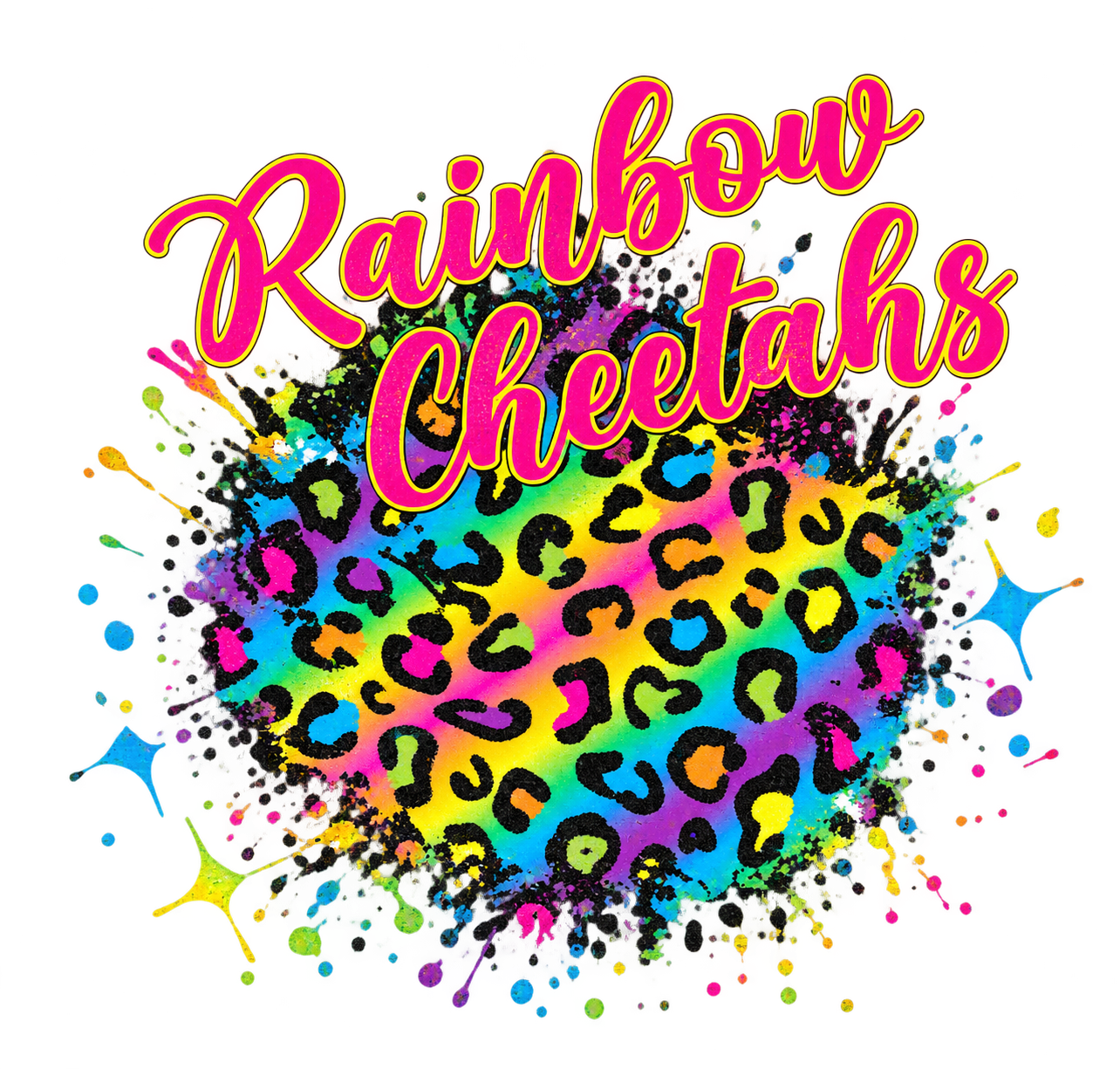 Rainbow Cheetahs Splatter Heart